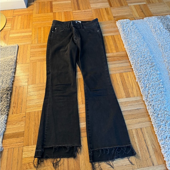 DL 1961 cropped black flare jeans, raw hem. - Picture 2 of 5